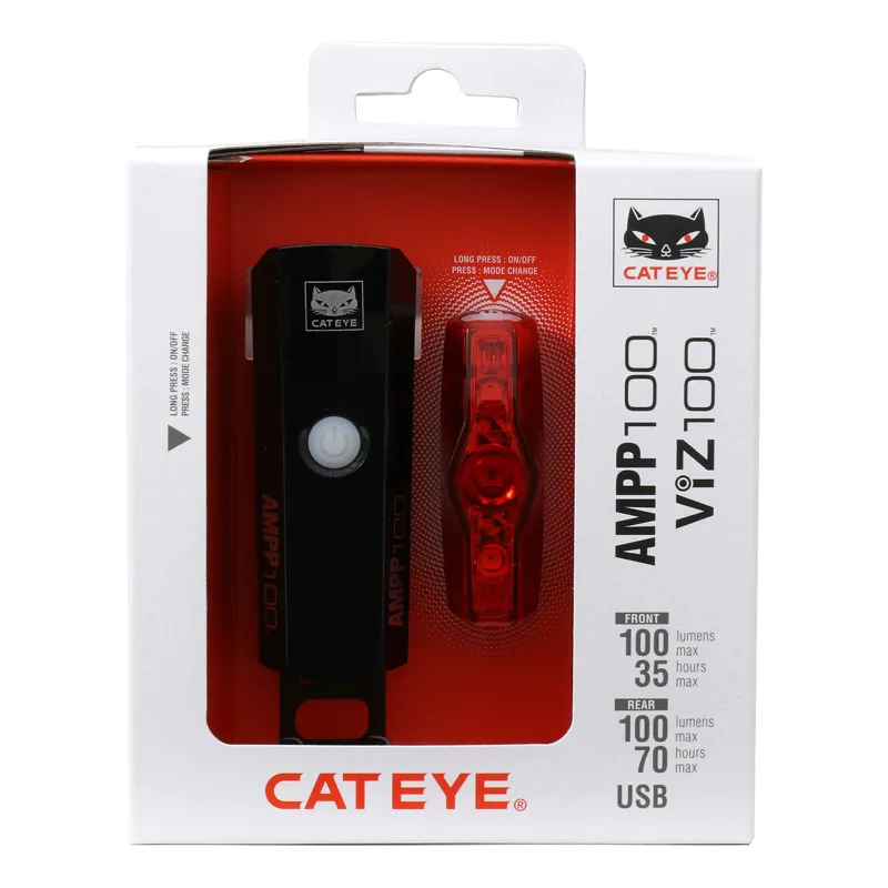 Cateye AMPP 100 / Viz 100 Bike Light Set