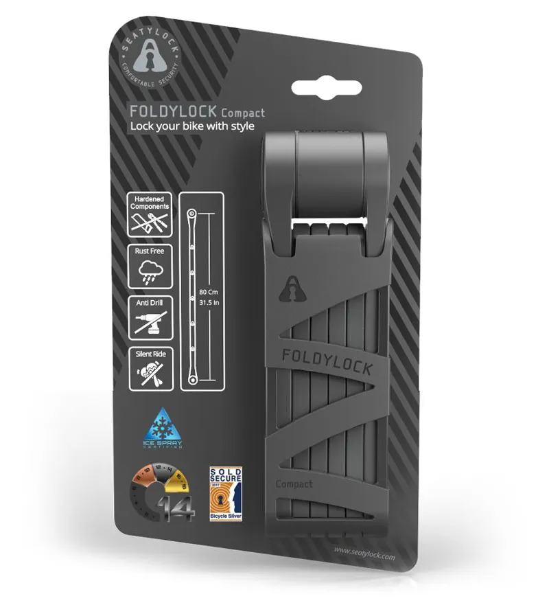 Seatylock Foldylock Compact Silver Rated Bike Lock - Black - Image 2