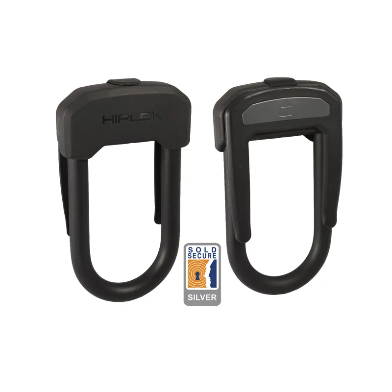 HipLok D Lock Hardened Steel Silver Sold Secure -Black-13mm X 14x7cm